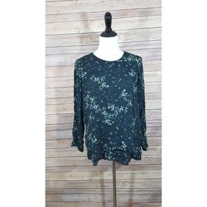 J. Jill  Blue Floral  Layered peasant Top shirt